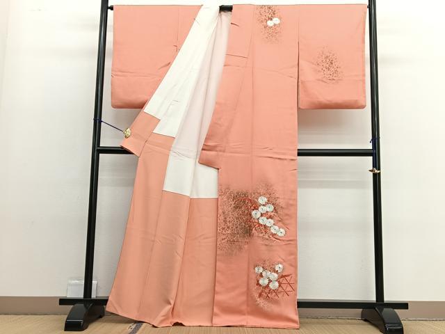 平和屋着物■訪問着　刺繍　籬菊文　金銀彩　正絹　逸品　BAAW4894hv