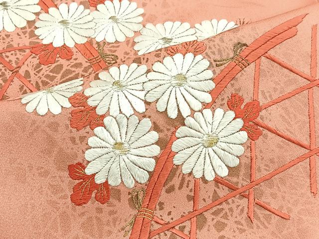 平和屋着物■訪問着　刺繍　籬菊文　金銀彩　正絹　逸品　BAAW4894hv