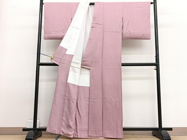 平和屋着物■上質な色無地　紋意匠　薄柿色　正絹　逸品　BAAW4905hv
