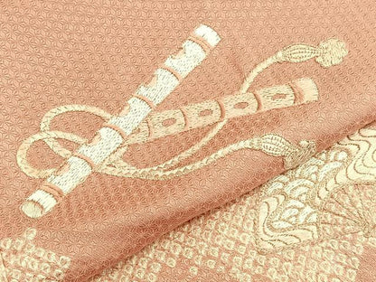 平和屋着物■訪問着　絞り　刺繍　扇面横笛文　正絹　逸品　BAAW4910hv