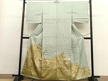 平和屋着物■色留訪問着　刺繍　若松葉　金彩　正絹　逸品　BAAW4914hv