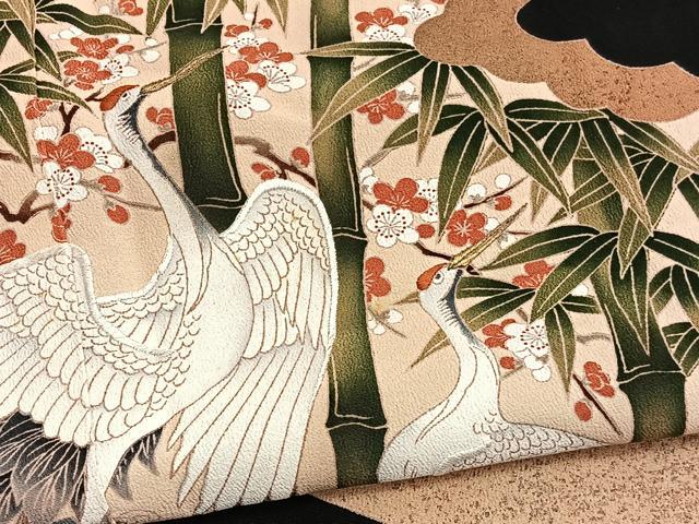 平和屋着物■豪華黒留袖 刺繍 群鶴竹梅文 正絹 逸品 BAAW4919hv