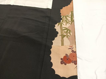 平和屋着物■豪華黒留袖 刺繍 群鶴竹梅文 正絹 逸品 BAAW4919hv