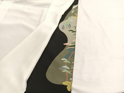 平和屋着物■豪華黒留袖　友禅　作家物　浜松風景文　正絹　逸品　BAAW4921hv