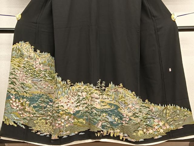 平和屋着物■豪華黒留袖　友禅　作家物　浜松風景文　正絹　逸品　BAAW4921hv
