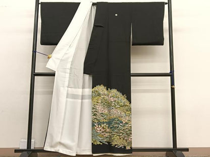 平和屋着物■豪華黒留袖　友禅　作家物　浜松風景文　正絹　逸品　BAAW4921hv