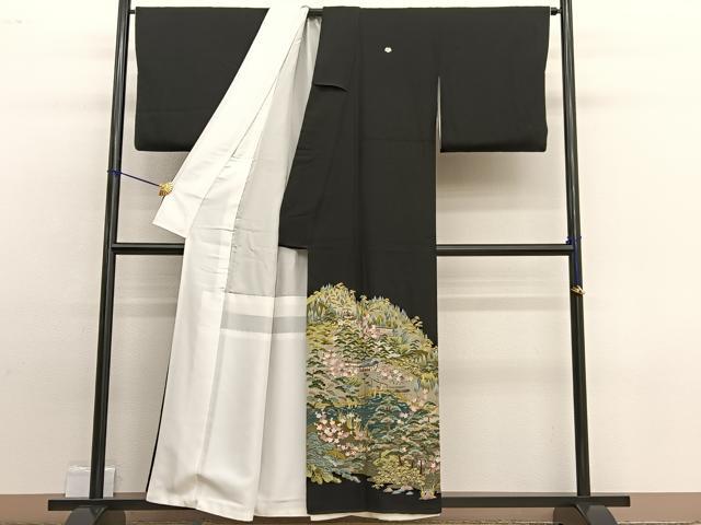平和屋着物■豪華黒留袖　友禅　作家物　浜松風景文　正絹　逸品　BAAW4921hv