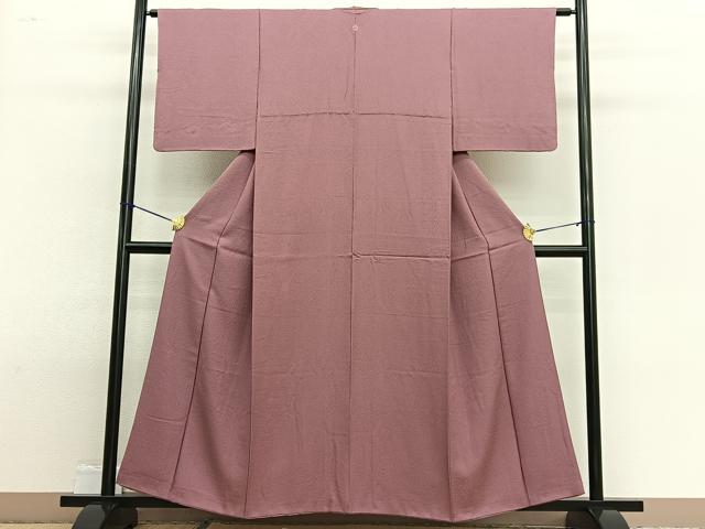 平和屋着物■上質な色無地　紋意匠　蘇芳香色　正絹　逸品　BAAW4954hv