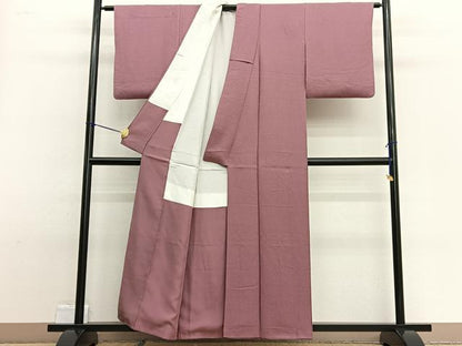 平和屋着物■上質な色無地　紋意匠　蘇芳香色　正絹　逸品　BAAW4954hv