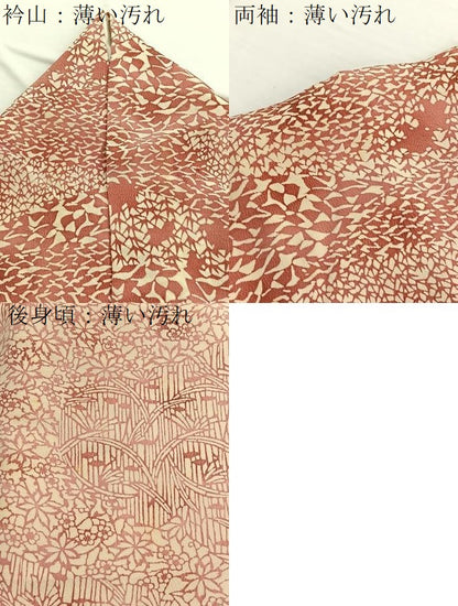 平和屋着物■訪問着　型染め　草花文　正絹　逸品　BAAW4958hv