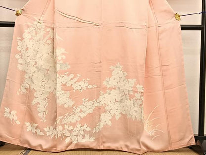 平和屋着物■訪問着　刺繍　草花文　正絹　逸品　BAAW4959hv