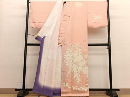 平和屋着物■訪問着　刺繍　草花文　正絹　逸品　BAAW4959hv