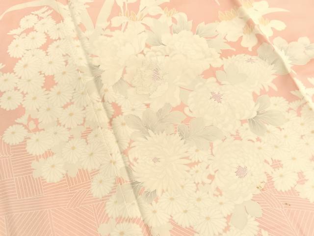 平和屋着物■訪問着　刺繍　草花文　正絹　逸品　BAAW4959hv