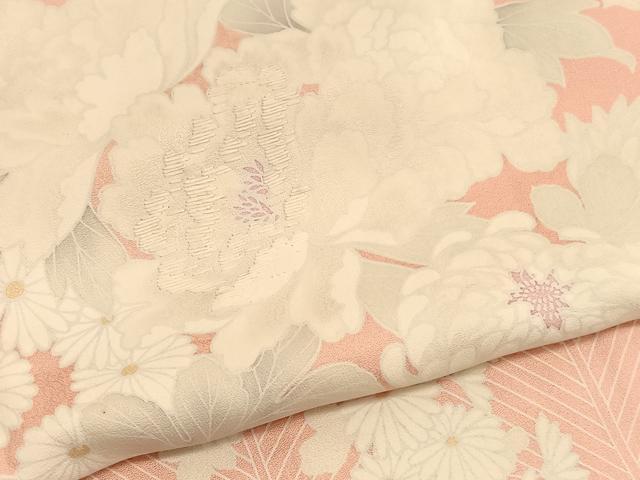 平和屋着物■訪問着　刺繍　草花文　正絹　逸品　BAAW4959hv