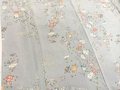 平和屋着物■上質な小紋　枝花文　たたき染め　正絹　逸品　未使用　BAAW4969hv