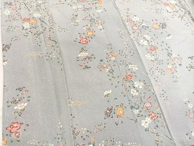 平和屋着物■上質な小紋　枝花文　たたき染め　正絹　逸品　未使用　BAAW4969hv