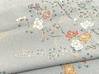 平和屋着物■上質な小紋　枝花文　たたき染め　正絹　逸品　未使用　BAAW4969hv