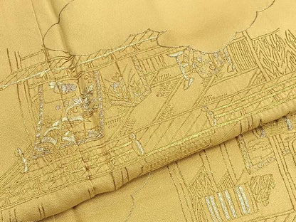 平和屋着物■豪華色留袖 総刺繍 宮中風景文 金銀糸 正絹 逸品 BAAW4973hv
