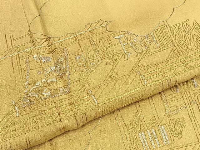 平和屋着物■豪華色留袖 総刺繍 宮中風景文 金銀糸 正絹 逸品 BAAW4973hv