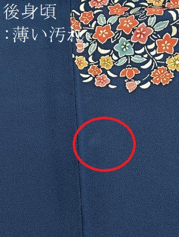 平和屋着物■上質な小紋 型染め 桔梗花丸文 鬼しぼ縮緬 反端付き 正絹 逸品 未使用 BAAW4975hv