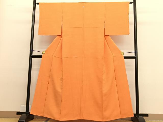 平和屋着物■上質な色無地　流水地紋　人参色　正絹　逸品　BAAW4978hv