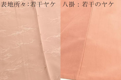 平和屋着物■上質な色無地　立波地紋　珊瑚色　正絹　逸品　BAAW4981hv