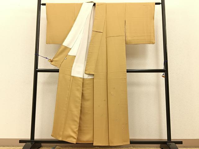 平和屋着物●訪問着　総刺繍　七宝花文　金糸　鬼しぼ縮緬　正絹　逸品　BAAW5001hj