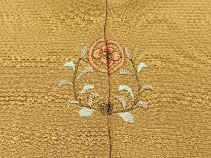 平和屋着物●訪問着　総刺繍　七宝花文　金糸　鬼しぼ縮緬　正絹　逸品　BAAW5001hj