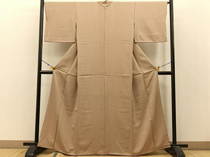 平和屋着物●上質な色無地　枯色　正絹　逸品　BAAW5003hj