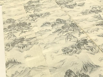 平和屋着物●眞綿結城紬 風景文 証紙付き 正絹 逸品 未使用 BAAW5010hj