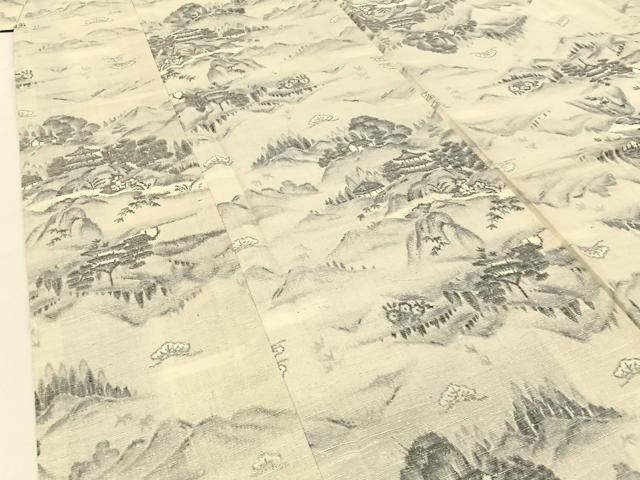 平和屋着物●眞綿結城紬 風景文 証紙付き 正絹 逸品 未使用 BAAW5010hj