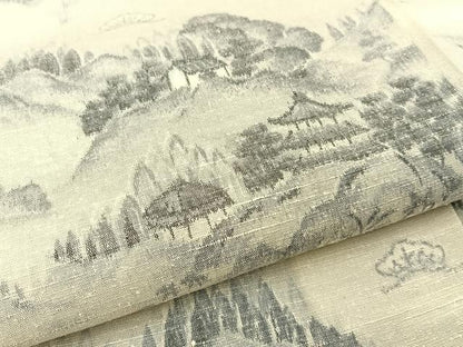 平和屋着物●眞綿結城紬 風景文 証紙付き 正絹 逸品 未使用 BAAW5010hj