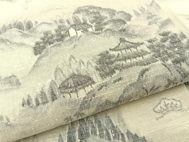 平和屋着物●眞綿結城紬 風景文 証紙付き 正絹 逸品 未使用 BAAW5010hj