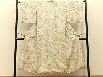 平和屋着物●本場大島紬 白大島 7マルキ 枝垂れ桜 証紙付き 正絹 逸品 BAAW5011hj