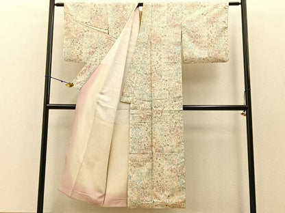 平和屋着物●本場大島紬 白大島 7マルキ 枝垂れ桜 証紙付き 正絹 逸品 BAAW5011hj