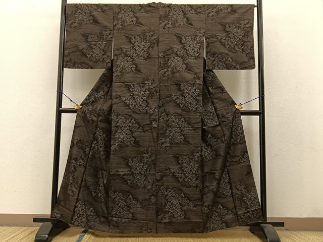 平和屋着物●本場大島紬 純泥染め 風景文 やまと誂製 久野織物謹製 証紙付き 正絹 逸品 BAAW5012hj