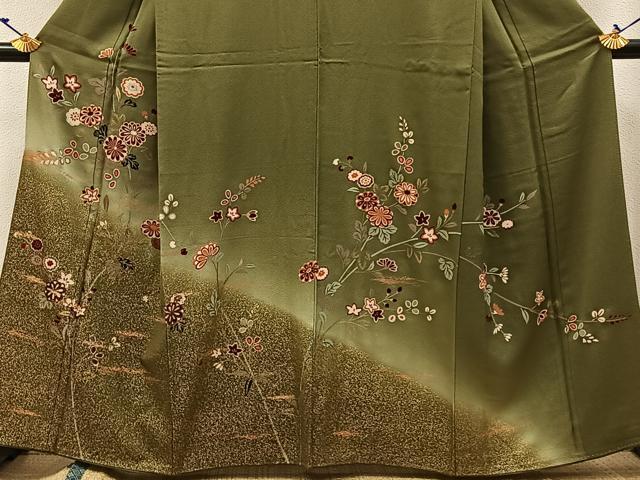 平和屋着物●訪問着　草花文　暈し染め　金彩　正絹　逸品　BAAW5015hj