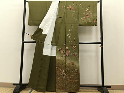 平和屋着物●訪問着　草花文　暈し染め　金彩　正絹　逸品　BAAW5015hj