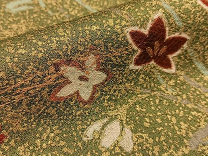 平和屋着物●訪問着　草花文　暈し染め　金彩　正絹　逸品　BAAW5015hj