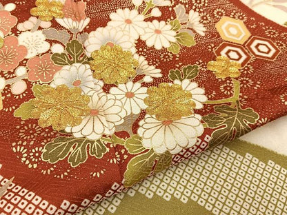 平和屋着物●十日町 名門青柳謹製　訪問着　駒刺繍　重ね山鹿の子枝花文　金彩　京都きもの友禅扱い ロング丈 正絹 逸品 未使用 BAAW5017hj