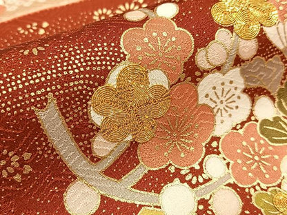 平和屋着物●十日町 名門青柳謹製　訪問着　駒刺繍　重ね山鹿の子枝花文　金彩　京都きもの友禅扱い ロング丈 正絹 逸品 未使用 BAAW5017hj