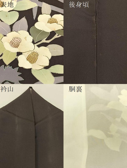 平和屋着物●創業460年・千總　訪問着　白椿　シルエット　金彩　正絹　逸品　BAAW5018hj