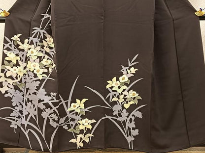 平和屋着物●創業460年・千總　訪問着　白椿　シルエット　金彩　正絹　逸品　BAAW5018hj