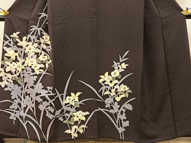 平和屋着物●創業460年・千總　訪問着　白椿　シルエット　金彩　正絹　逸品　BAAW5018hj