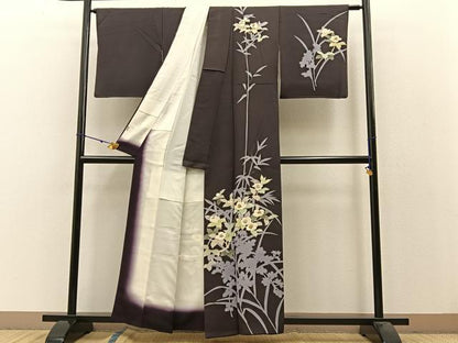 平和屋着物●創業460年・千總　訪問着　白椿　シルエット　金彩　正絹　逸品　BAAW5018hj