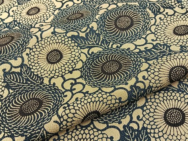 平和屋着物●上質な小紋　藍　型染め　古代菊　鬼しぼ縮緬　正絹　逸品　BAAW5019hj