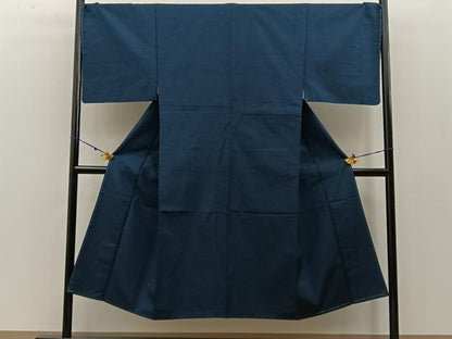 平和屋着物●男性　紬　色無地　高麗納戸色　正絹　逸品　未使用　BAAW5021hj