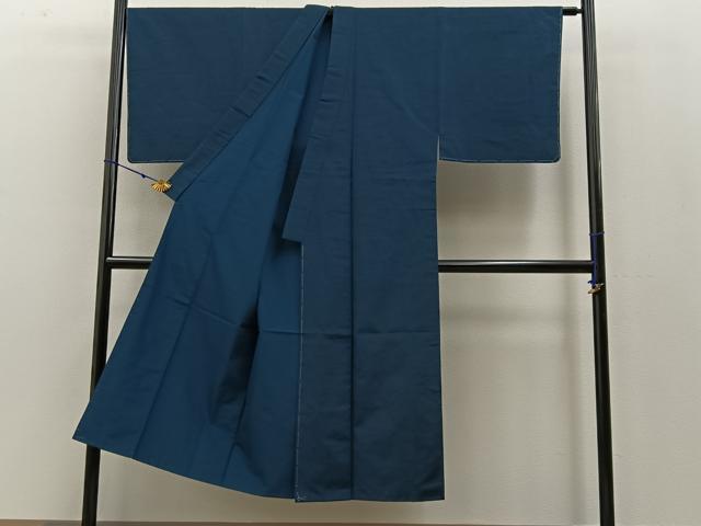 平和屋着物●男性　紬　色無地　高麗納戸色　正絹　逸品　未使用　BAAW5021hj