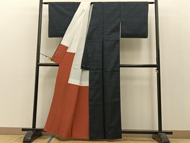 平和屋着物●本場大島紬　9マルキ　風景文　正絹　逸品　未使用　BAAW5022hj
