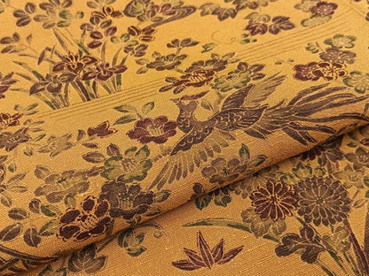 平和屋着物●結城紬　花園小紋　流水花鳥文　証紙付き　正絹　逸品　BAAW5024hj